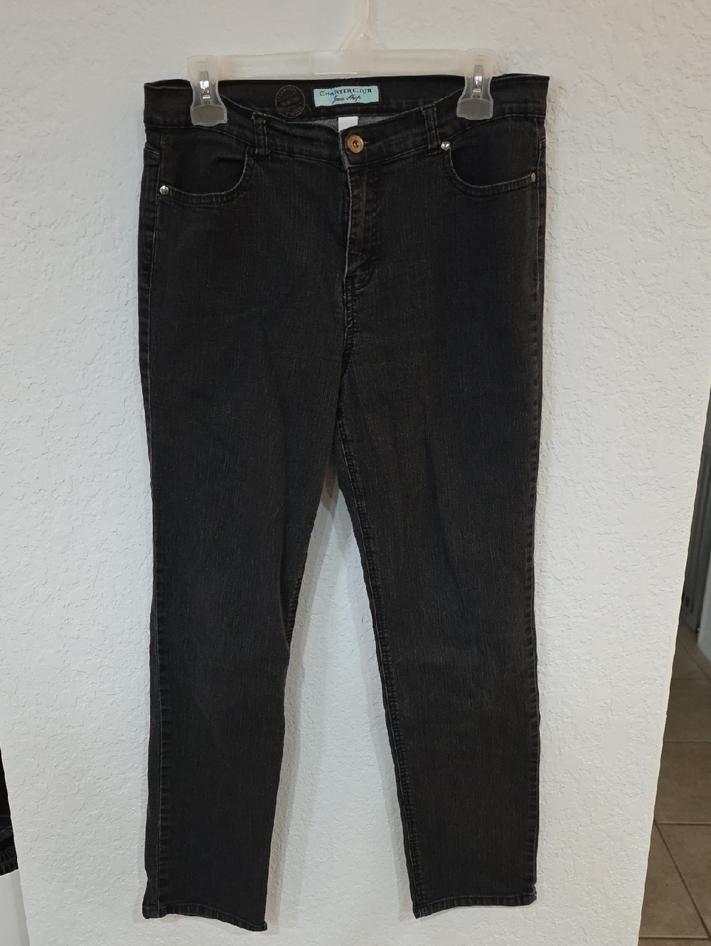 Charter Club Women's Slim Leg Jeans in Black Size 12